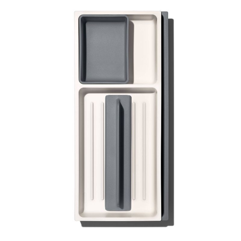 slide 2 of 8, OXO Expandable Kitchen Tool Drawer Organizer: Gray Utensil Storage for Kitchen Drawers, Hand Wash, Lifetime Warranty, 1 ct