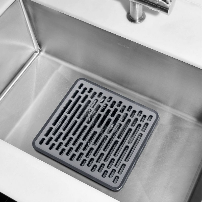 slide 4 of 6, OXO Small Sink Mat: Gray Polypropylene Kitchen Sink Protector & Dish Drying Rack, Freestanding, Hand Wash, 12.25" x 11.5", 1 ct