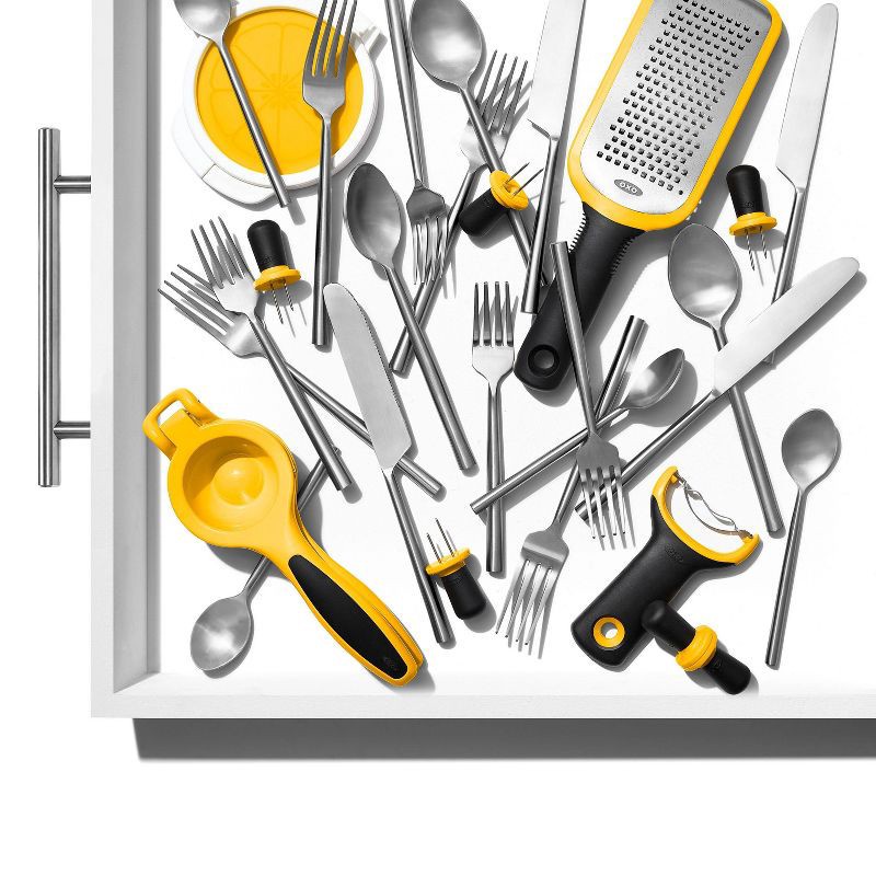 slide 6 of 6, OXO Expandable Utensil Drawer Organizer: Gray Kitchen Storage, Hand Wash, TPE & Polypropylene, 16.35" Depth, 9.91" Width, 1 ct