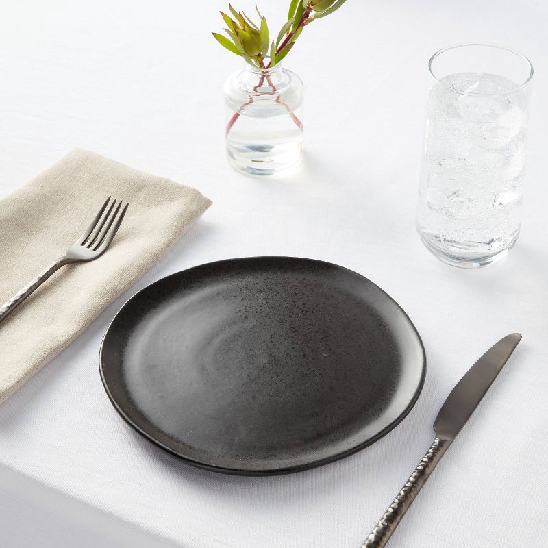 slide 2 of 3, 8" Earthenware Houlton Salad Plate Black - Threshold™: Traditional Round Microwave & Dishwasher Safe, 1 ct
