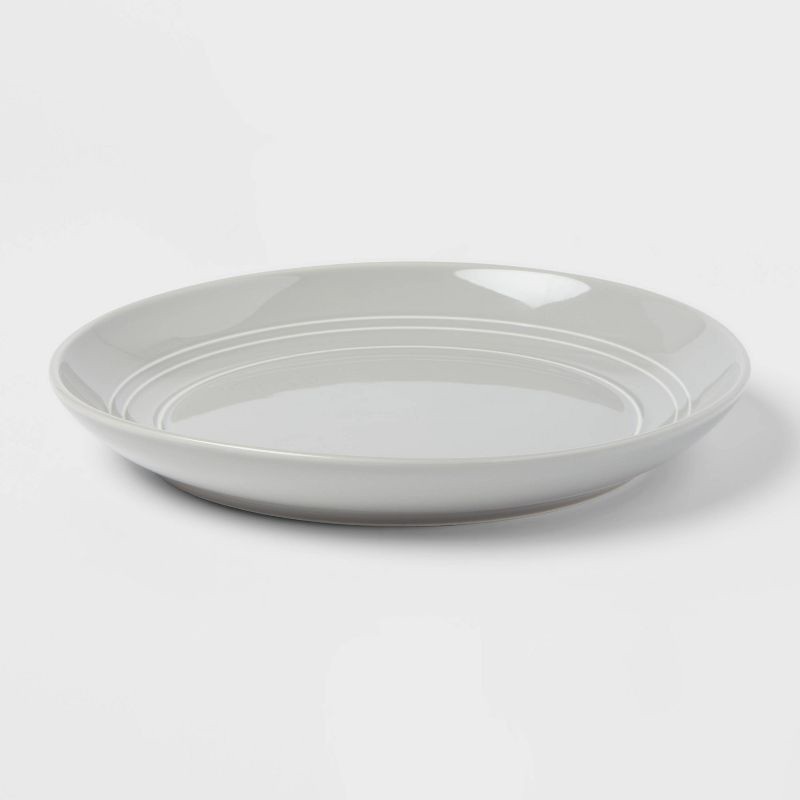slide 3 of 3, 10" Stoneware Westfield Dinner Plates Gray - Threshold™: Solid Round Ceramic, Dishwasher & Microwave Safe, 1 ct