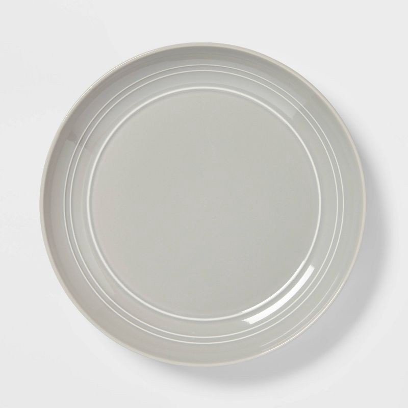 slide 1 of 3, 10" Stoneware Westfield Dinner Plates Gray - Threshold™: Solid Round Ceramic, Dishwasher & Microwave Safe, 1 ct