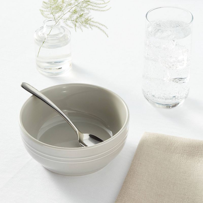 slide 2 of 3, 24oz Stoneware Westfield Cereal Bowls Gray - Threshold™: Round Solid Microwave & Dishwasher-Safe Dining Bowl, 24 oz