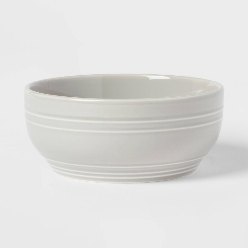 slide 1 of 3, 24oz Stoneware Westfield Cereal Bowls Gray - Threshold™: Round Solid Microwave & Dishwasher-Safe Dining Bowl, 24 oz