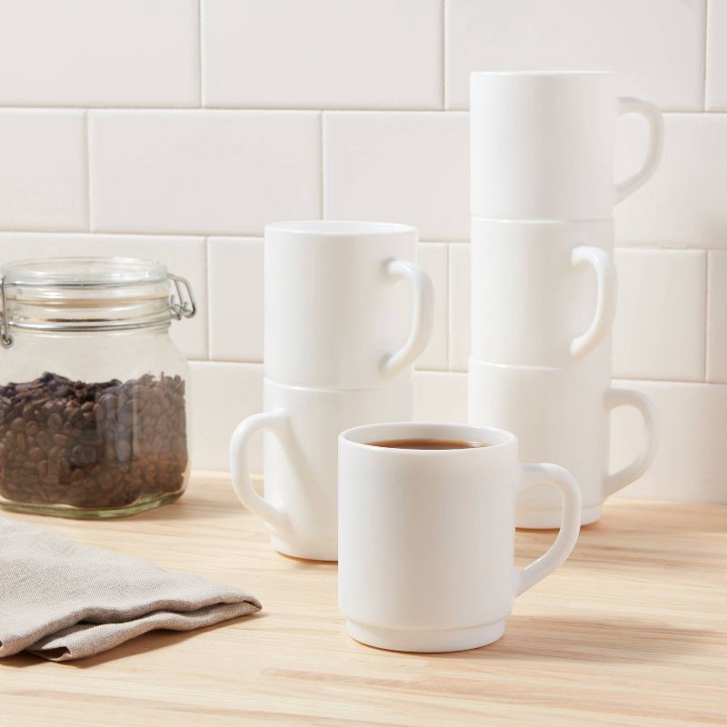 10oz 6pk Glass Mugs White - Made By Design™