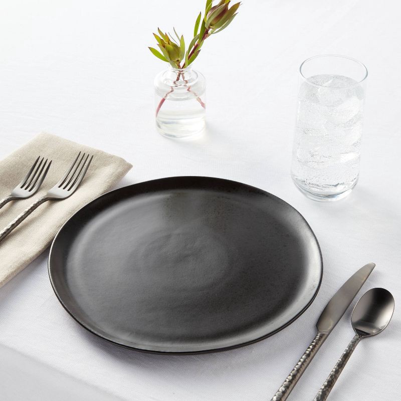 slide 2 of 3, 10" Earthenware Houlton Dinner Plate Black - Threshold™: Solid Round Microwave & Dishwasher Safe Dining Plate, 1 ct