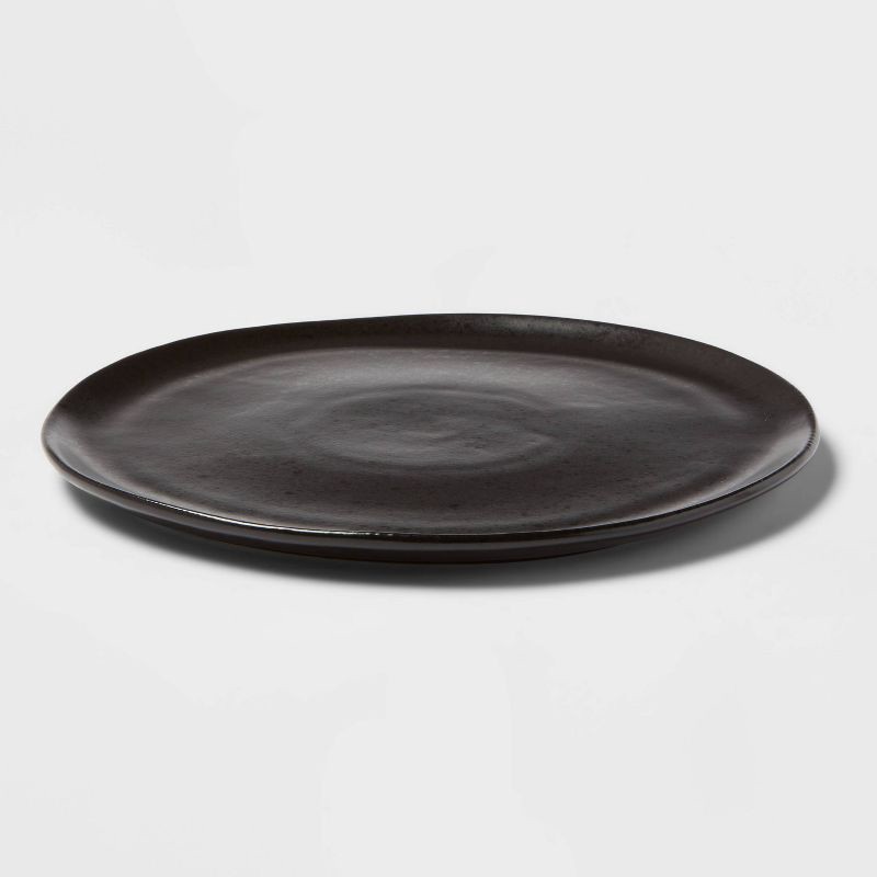 slide 3 of 3, 10" Earthenware Houlton Dinner Plate Black - Threshold™: Solid Round Microwave & Dishwasher Safe Dining Plate, 1 ct