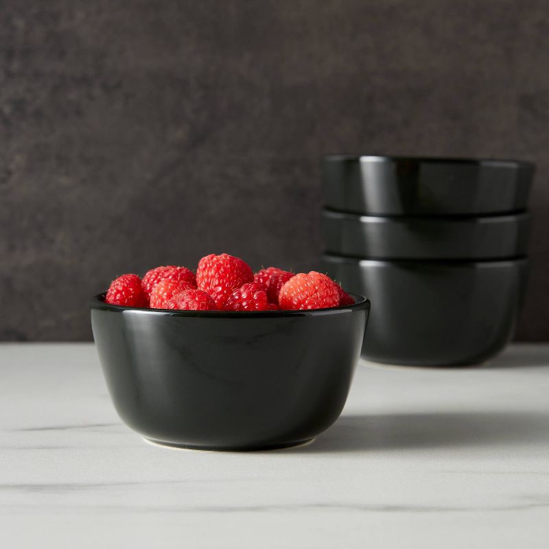 slide 2 of 3, 8oz 4pk Stoneware Avesta Mini Bowls Black - Threshold™: Modern Round Snack Bowls, Dishwasher & Microwave Safe, 4 ct; 8 oz