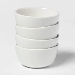 8oz 4pk Stoneware Avesta Bowls White - Threshold™: Modern Round Snack & Ice Cream Bowls, Microwave & Dishwasher Safe