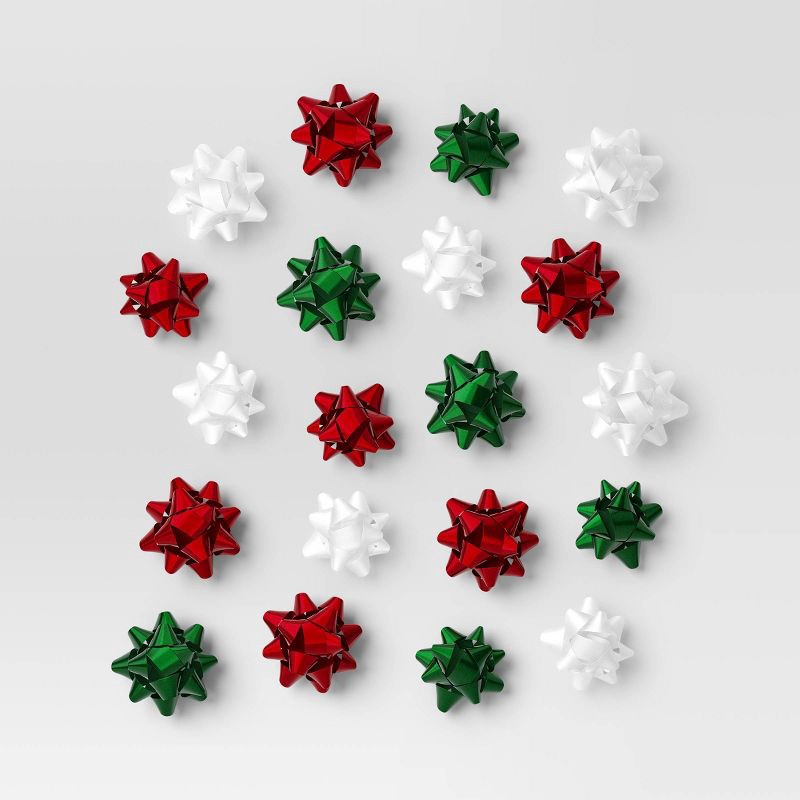 slide 1 of 3, 20ct Christmas Bow Bag White/Red/Green - Wondershop™: Pre-Made, Multicolored Gift Packaging Accessories, 20 ct