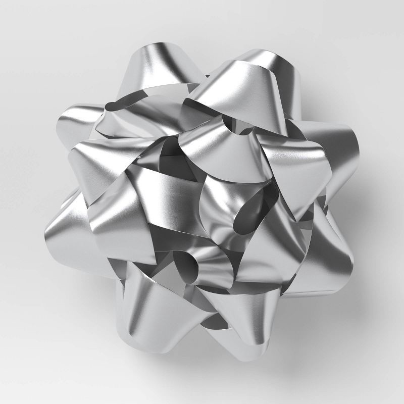 slide 1 of 3, 12" Mega Christmas Bow Silver - Wondershop™, 1 ct