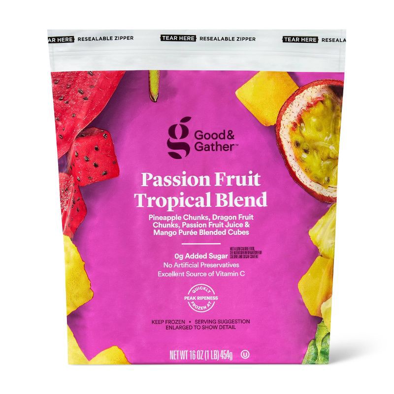 slide 1 of 5, Frozen Dragon Fruit & Passion Fruit Blend - 16oz - Good & Gather™, 16 oz