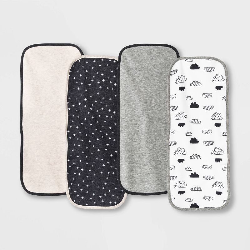 Baby 4pk Burp Cloth Cloud Island Black/White 4 ct Shipt