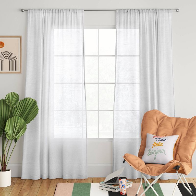 slide 2 of 3, 2pk 42"x63" Light Filtering Window Curtain Panels White - Room Essentials™: Solid Polyester, Noise Reduction, Rod Pocket, 2 ct