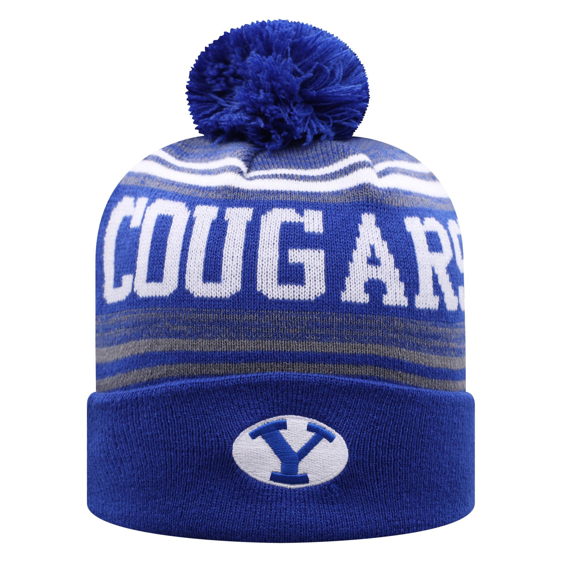 slide 1 of 2, NCAA BYU Cougars Men's Rupture Knit Cuffed Beanie with Pom, 1 ct