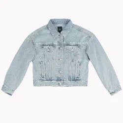 Women's Cropped Denim Trucker Jacket - Wild Fable Light Blue M