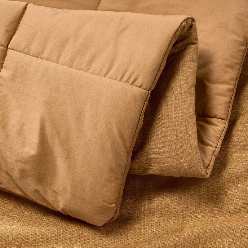 slide 4 of 8, Full/Queen Heavyweight Linen Blend Comforter & Sham Set Warm Brown - Casaluna™: Rayon, Cotton, OEKO-TEX Certified, 1 ct