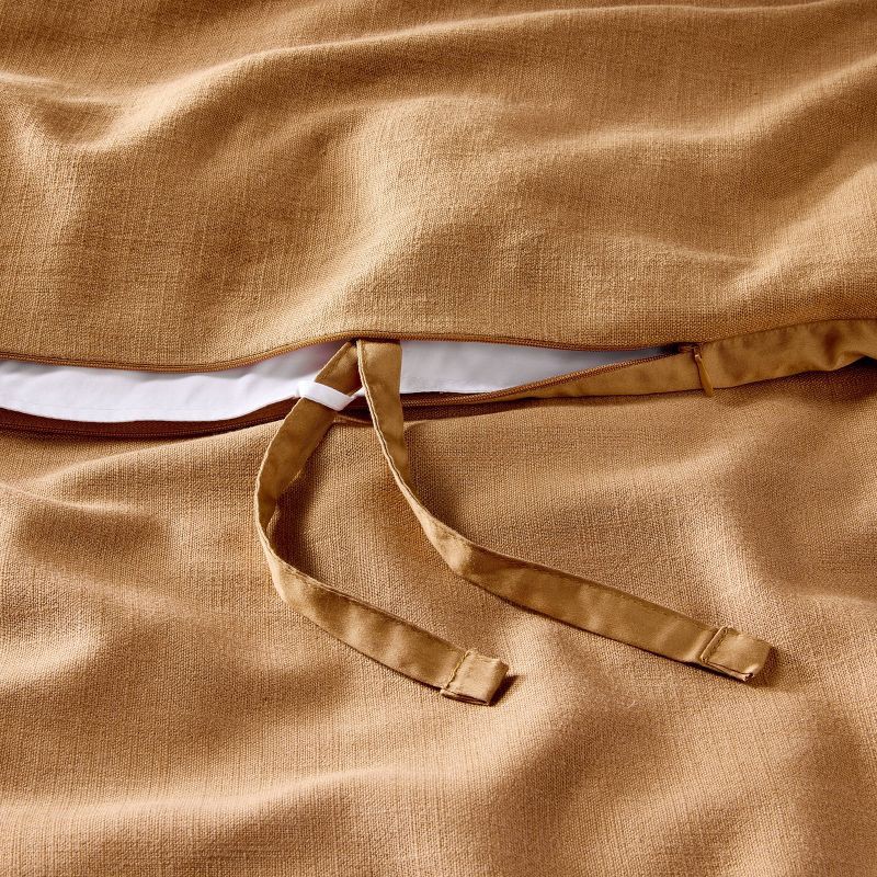 slide 4 of 8, King Heavyweight Linen Blend Duvet Cover & Sham Set Warm Brown - Casaluna™: Rayon & Cotton, Zipper Closure, OEKO-TEX Certified, 1 ct