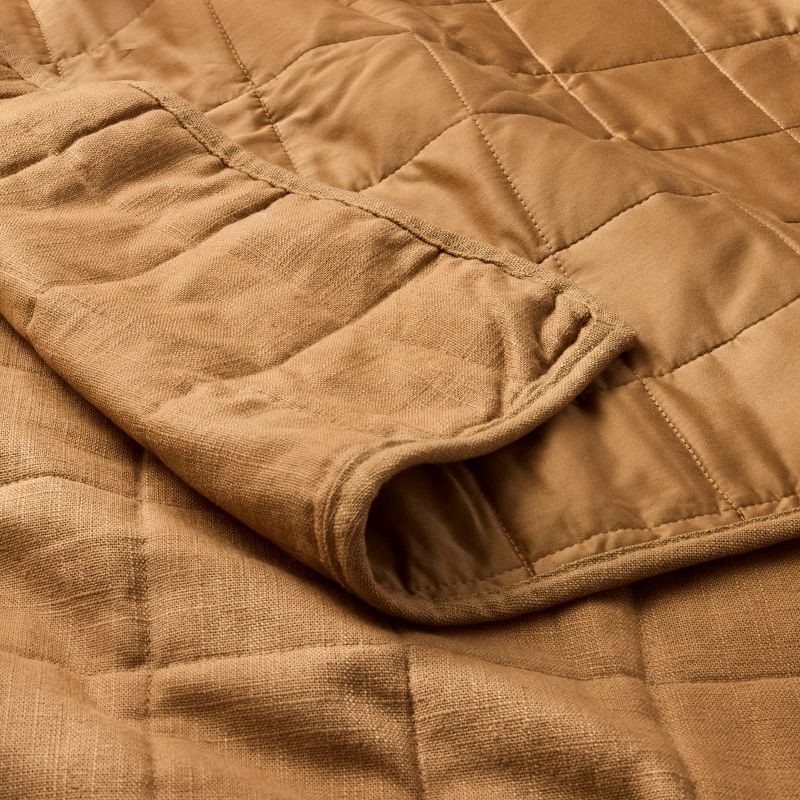 slide 3 of 5, King Heavyweight Linen Blend Quilt Warm Brown - Casaluna™: Rayon & Cotton, OEKO-TEX Certified, Woven, 1 ct