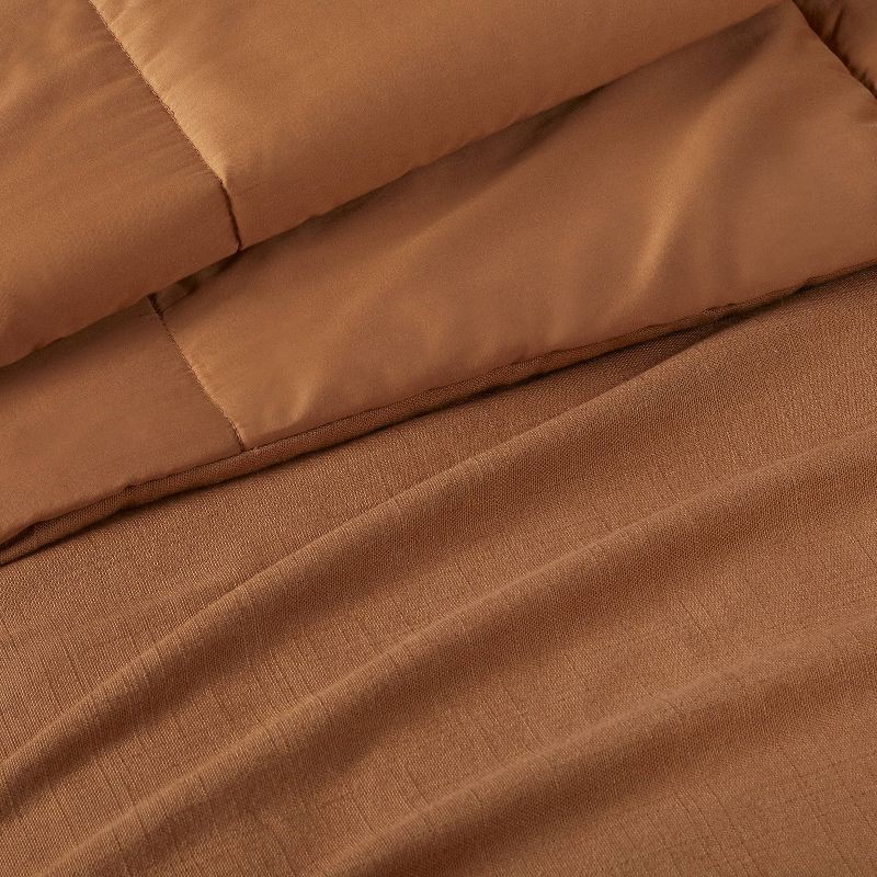 slide 4 of 8, King/California King Heavyweight Linen Blend Comforter & Sham Set Warm Brown - Casaluna™: Rayon & Cotton, Zipper Shams, 1 ct