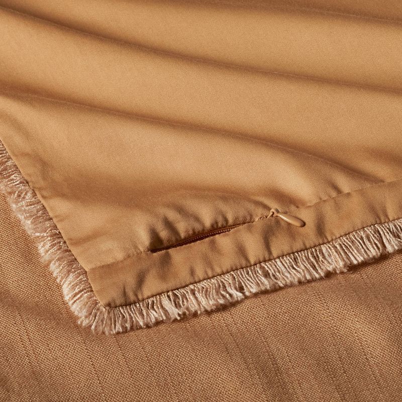 slide 6 of 8, King/California King Heavyweight Linen Blend Comforter & Sham Set Warm Brown - Casaluna™: Rayon & Cotton, Zipper Shams, 1 ct