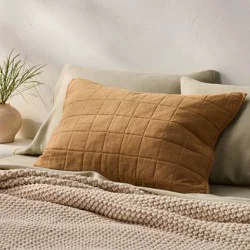 King Heavyweight Linen Blend Quilt Pillow Sham Warm Brown - Casaluna™: Zipper Closure, OEKO-TEX Certified, No Flange