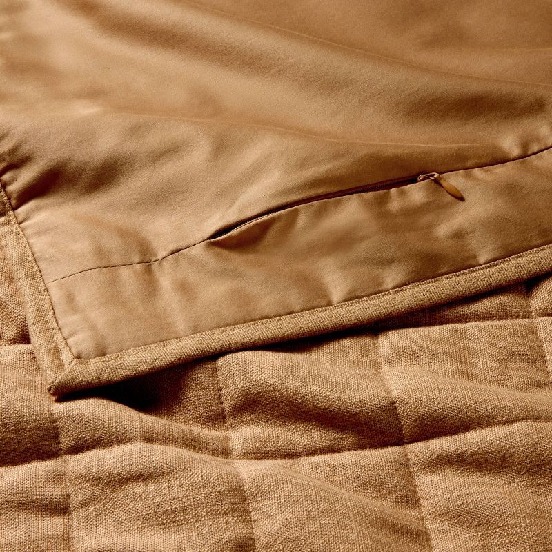 slide 3 of 5, Standard Heavyweight Linen Blend Quilt Pillow Sham Warm Brown - Casaluna™: Zipper Closure, OEKO-TEX Certified, 1 ct