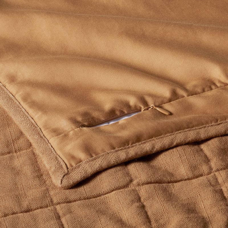 slide 5 of 5, Standard Heavyweight Linen Blend Quilt Pillow Sham Warm Brown - Casaluna™, 1 ct
