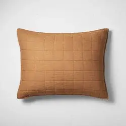 Standard Heavyweight Linen Blend Quilt Pillow Sham Warm Brown - Casaluna™