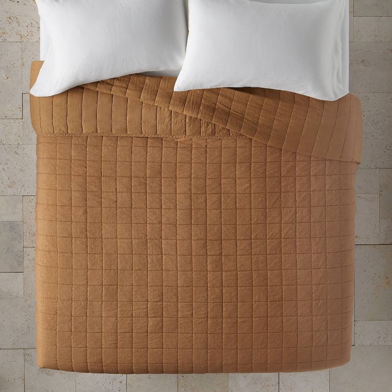 slide 3 of 4, Full/Queen Heavyweight Linen Blend Quilt Warm Brown - Casaluna™: Rayon & Cotton, OEKO-TEX Certified, Woven, 1 ct