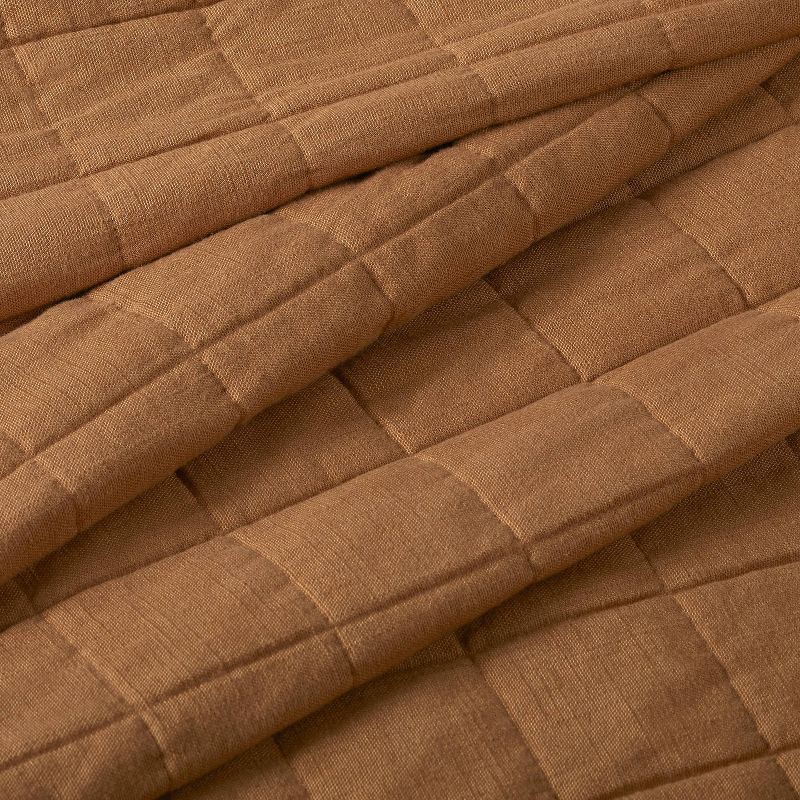 slide 4 of 4, Full/Queen Heavyweight Linen Blend Quilt Warm Brown - Casaluna™: Rayon & Cotton, OEKO-TEX Certified, Woven, 1 ct