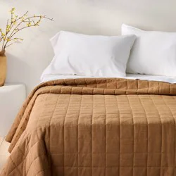 Full/Queen Heavyweight Linen Blend Quilt Warm Brown - Casaluna™: Rayon & Cotton, OEKO-TEX Certified, Woven