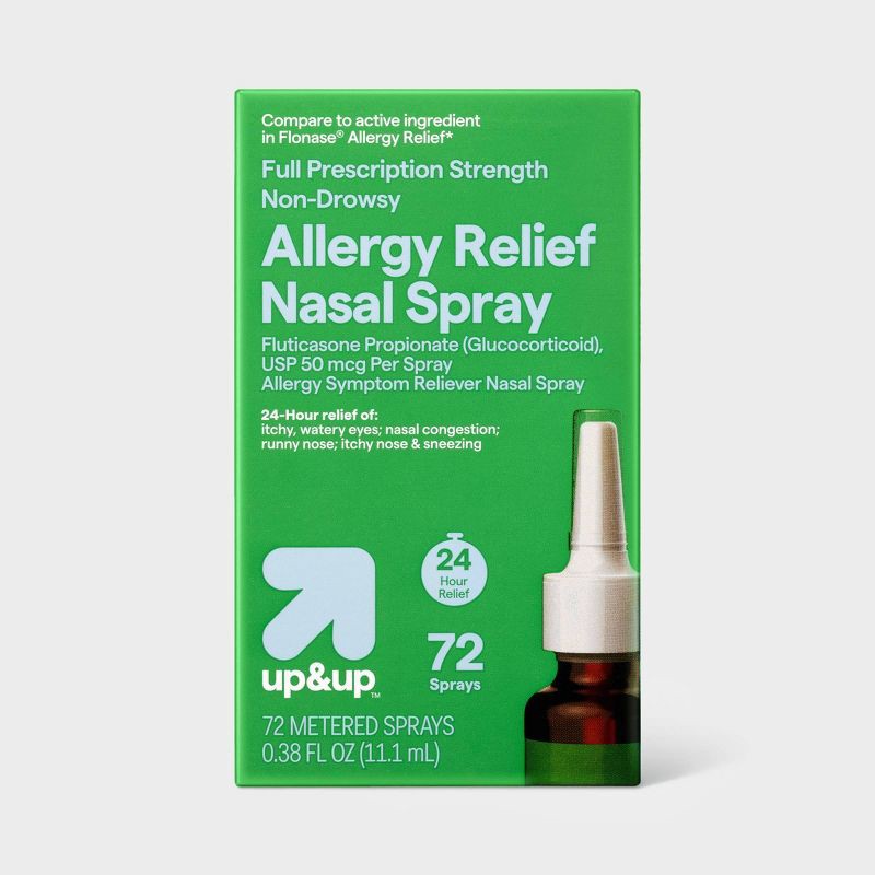 slide 1 of 7, Fluticasone Propionate Allergy Relief Nasal Spray - 72 sprays/0.38 fl oz - up&up™, 0.38 fl oz