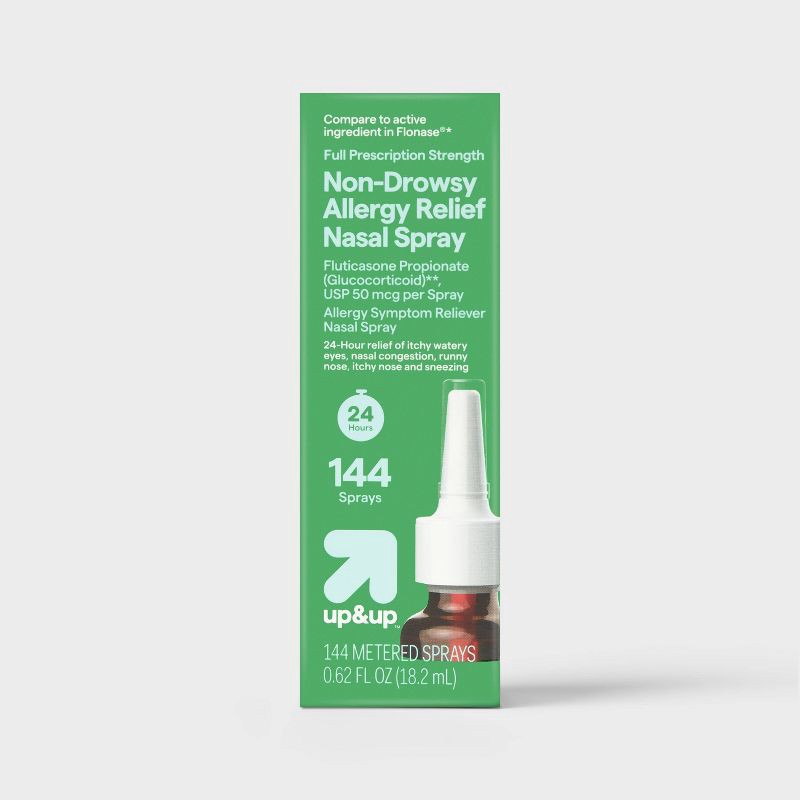 slide 1 of 3, Fluticasone Propionate Allergy Relief Nasal Spray - 144 sprays/0.62 fl oz - up&up™, 0.62 fl oz