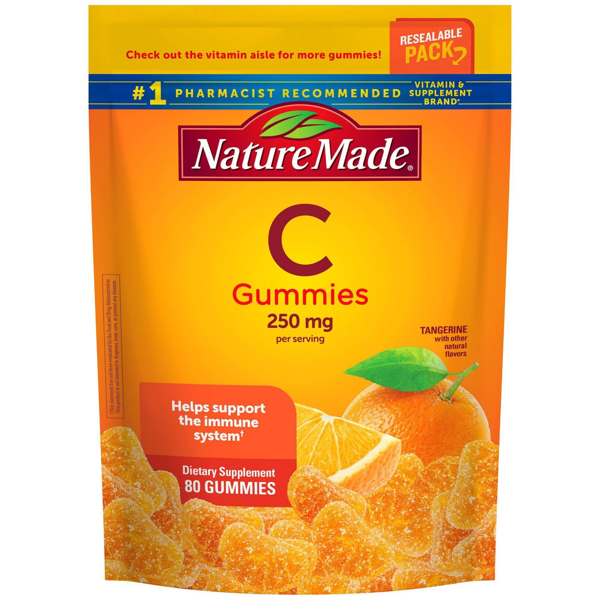 slide 1 of 3, Nature Made Vitamin C Gummy Pouch, 80 ct