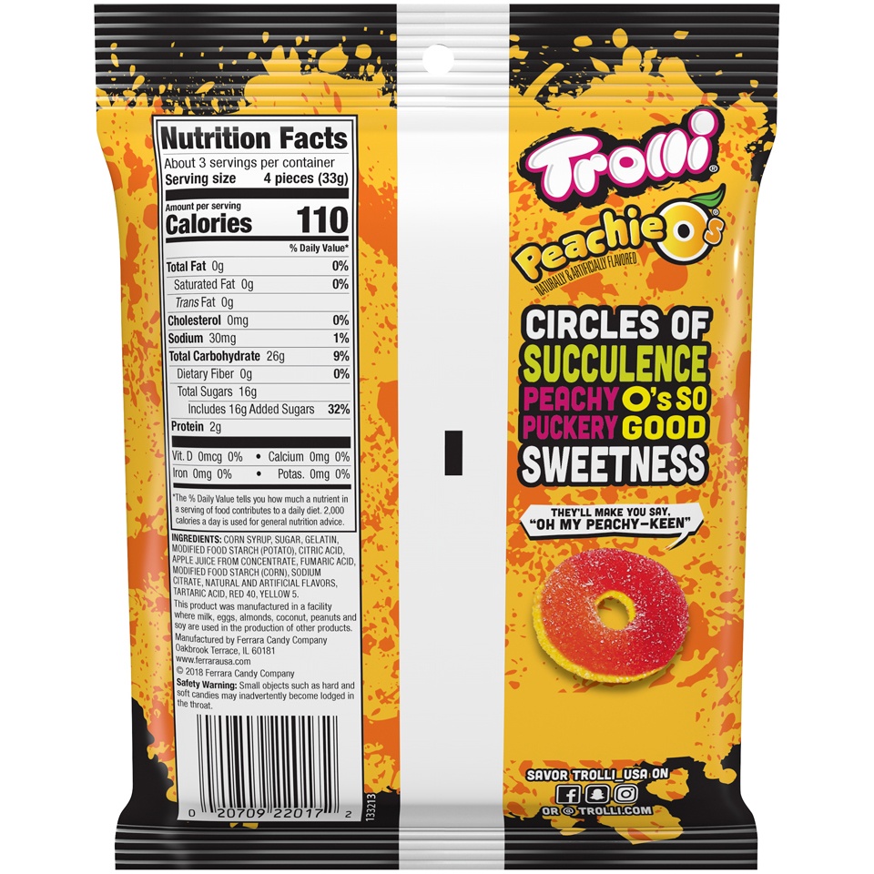 slide 2 of 2, Trolli Sweet Peachieos Gummi Candy 4.25 oz, 4.25 oz