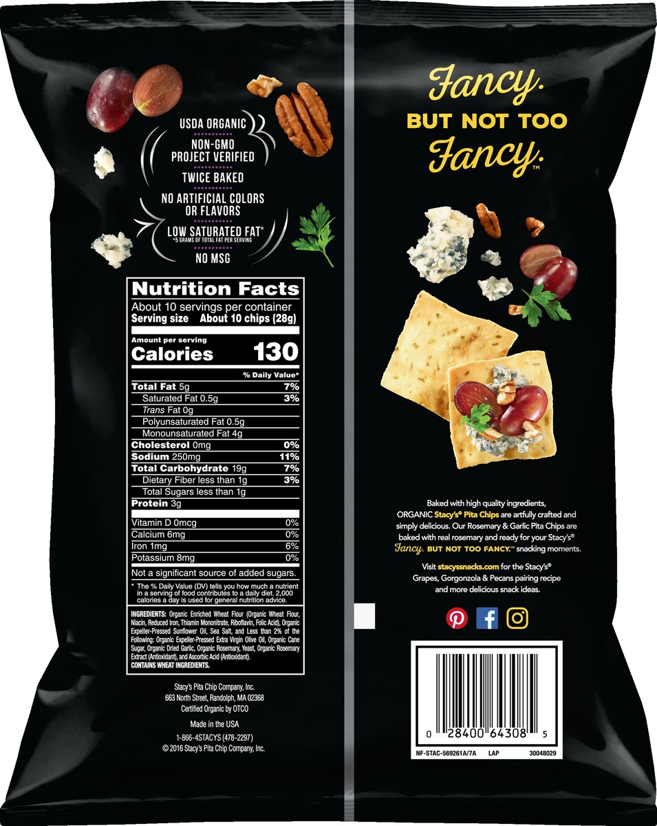 slide 3 of 3, Stacy's Baked Organic Pita Chips Rosemary & Garlic 10.13 Oz, 10.13 oz