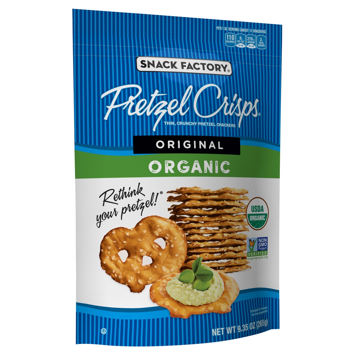 slide 2 of 5, Snack Factory Pretzel Crisps, Organic Original, 9.35 Oz, 9.35 oz