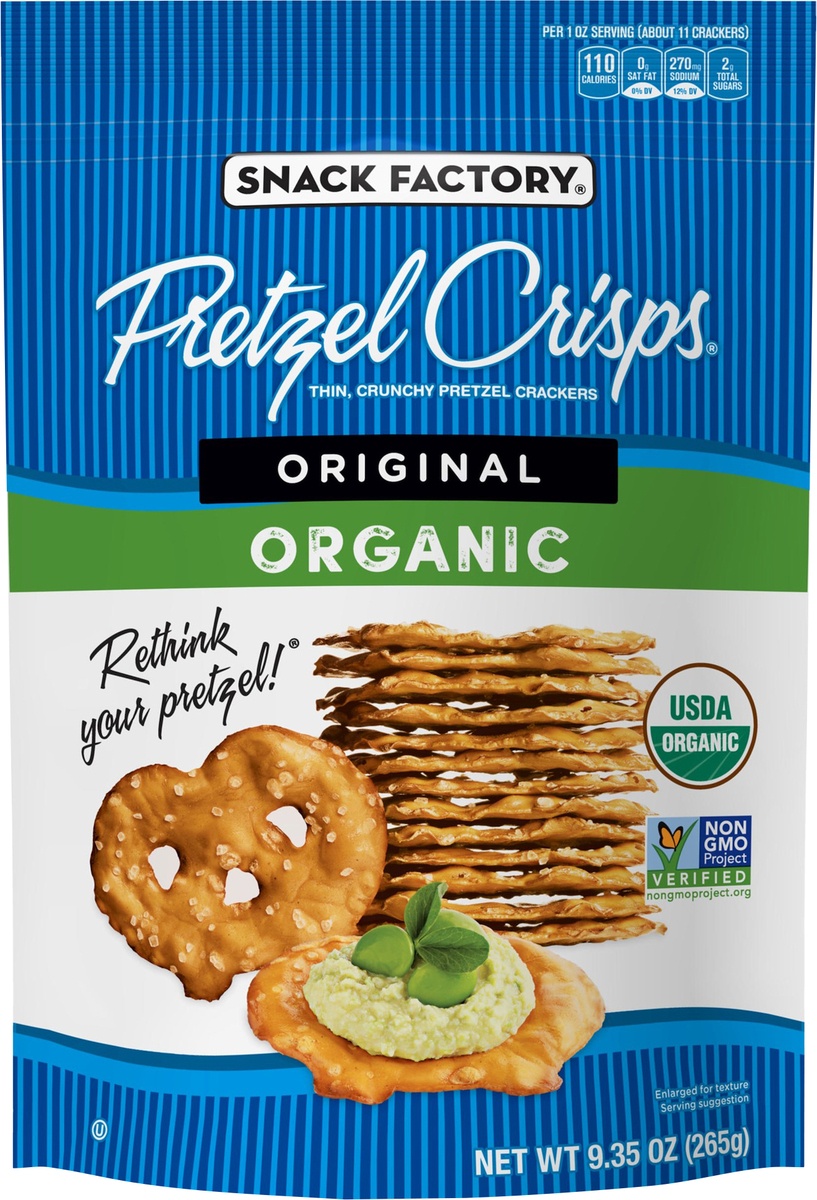 slide 5 of 5, Snack Factory Pretzel Crisps, Organic Original, 9.35 Oz, 9.35 oz