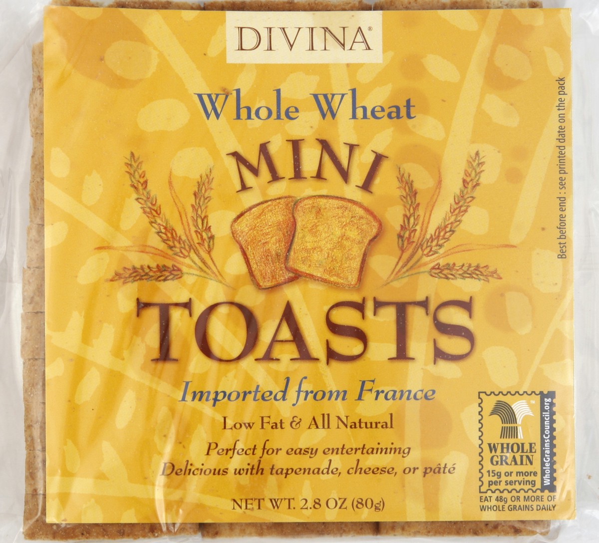 slide 3 of 5, Divina Whole Wheat Mini Toasts, 2.8 oz