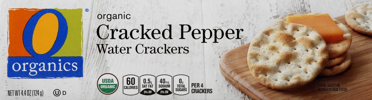 slide 9 of 9, O Organics Cracker Water Cracked Pepper, 4.4 oz