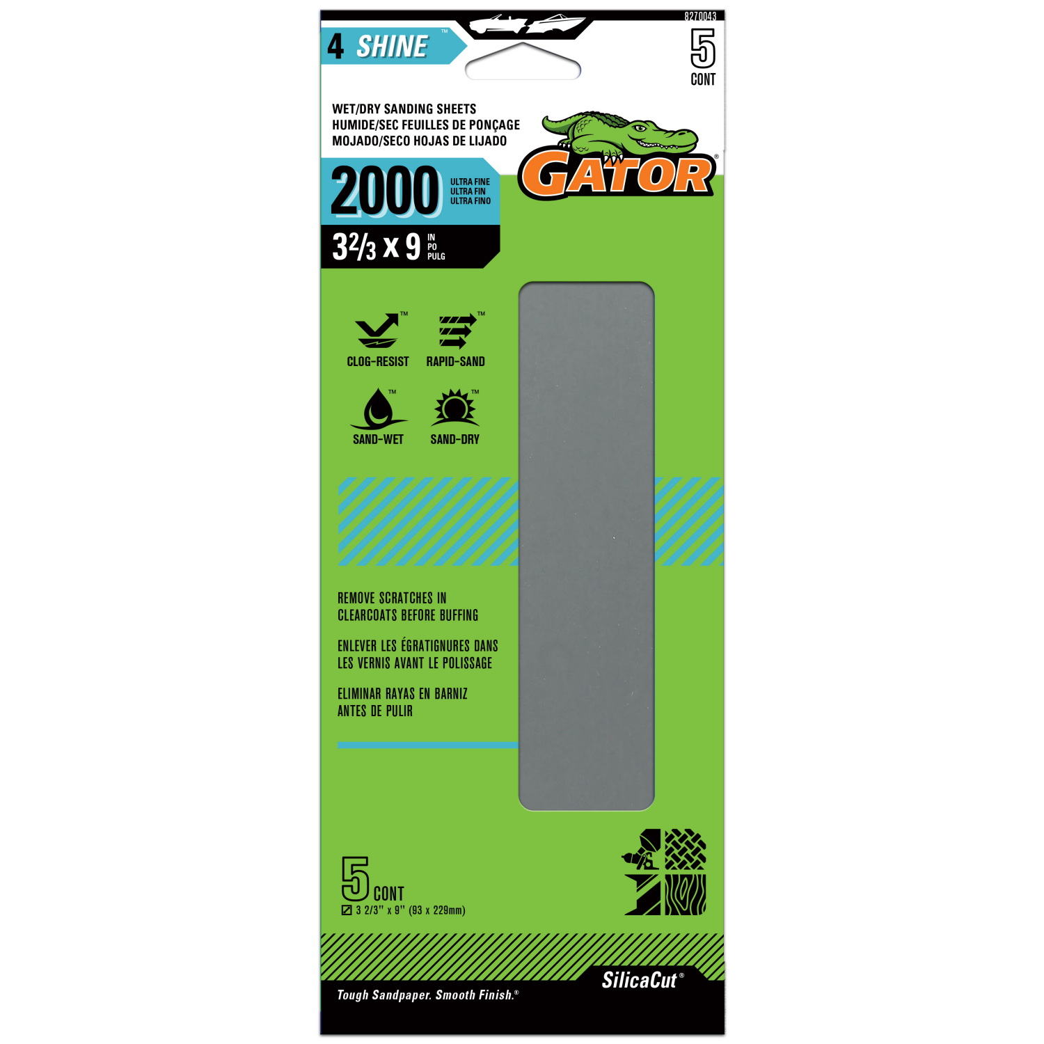 slide 1 of 5, Rust-Oleum Rustoleum Gator 2000 Grit Wet/Dry Sanding Sheets - 8270043, 5 ct