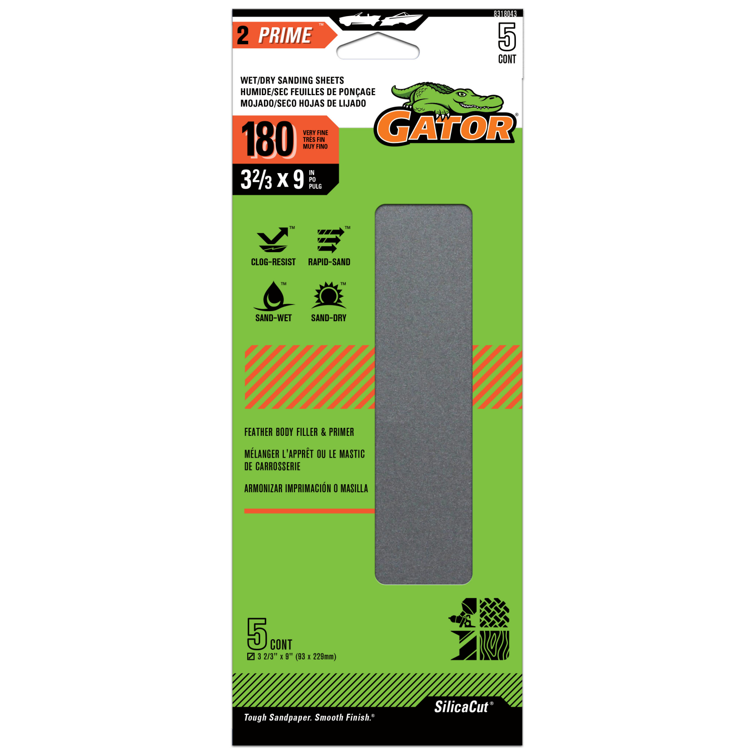 slide 1 of 5, Rust-Oleum Rustoleum Gator 180 Grit Wet/Dry Sanding Sheets - 8318043, 5 ct