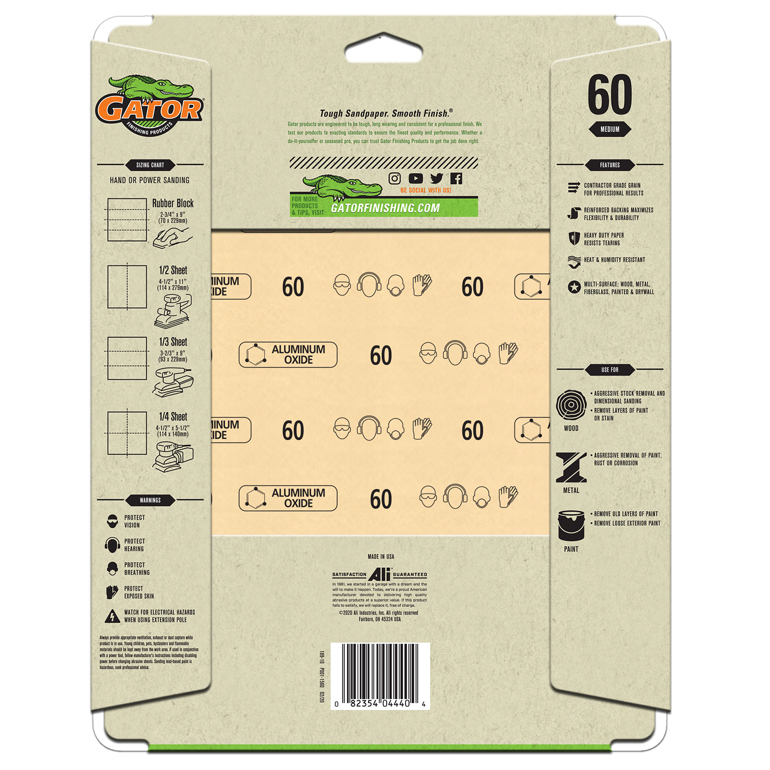 slide 3 of 5, Rustoleum Gator 9-Inch x 11-Inch Multi-Surface Sanding Sheets - 4440, 60 Grit, 4 ct