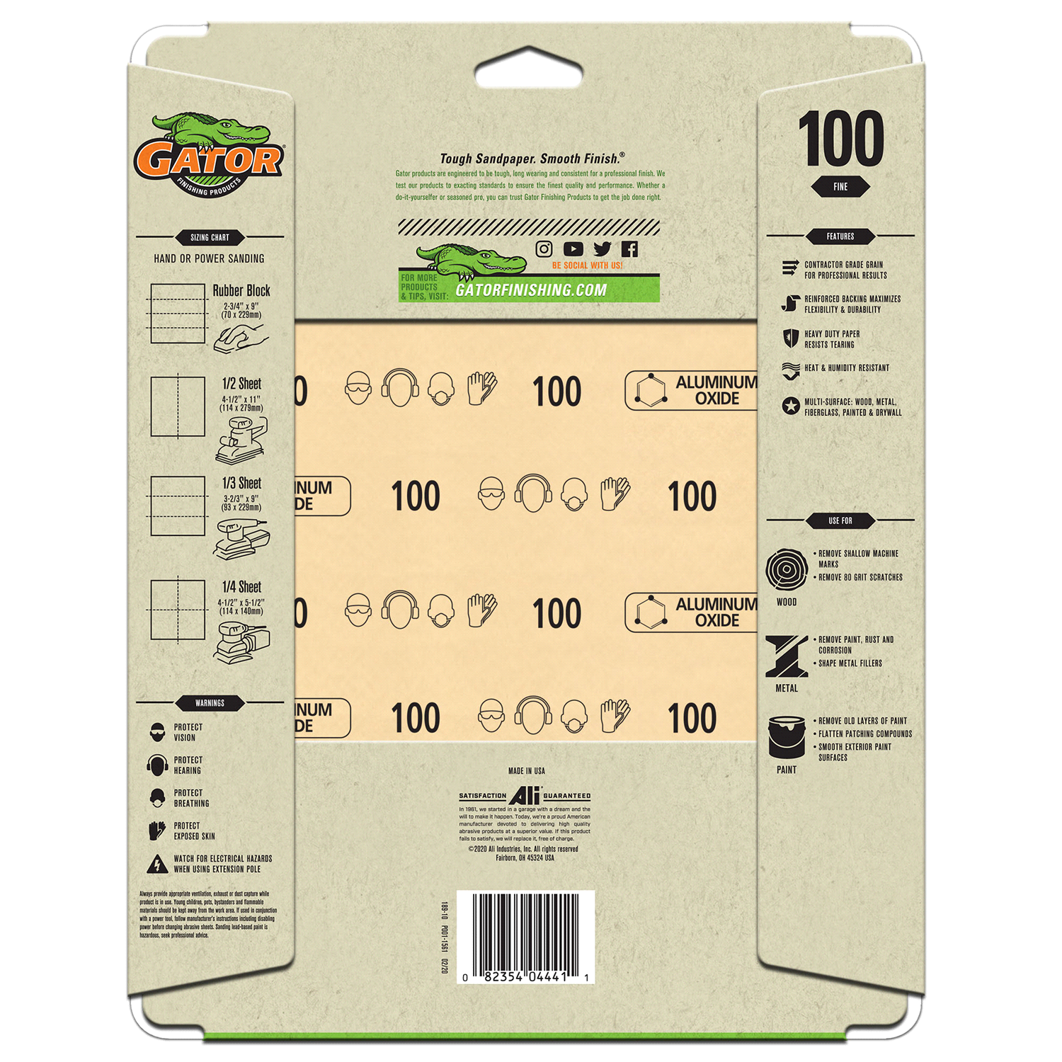 slide 3 of 5, Rustoleum Gator 9-Inch x 11-Inch Multi-Surface Sanding Sheets - 4441, 100 Grit, 5 ct