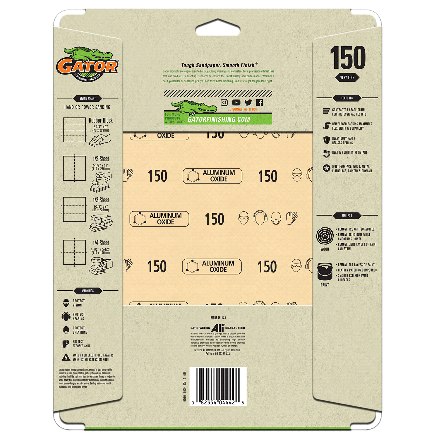 slide 3 of 5, Rustoleum Gator 9-Inch x 11-Inch Multi-Surface Sanding Sheets - 4442, 150 Grit, 5 ct