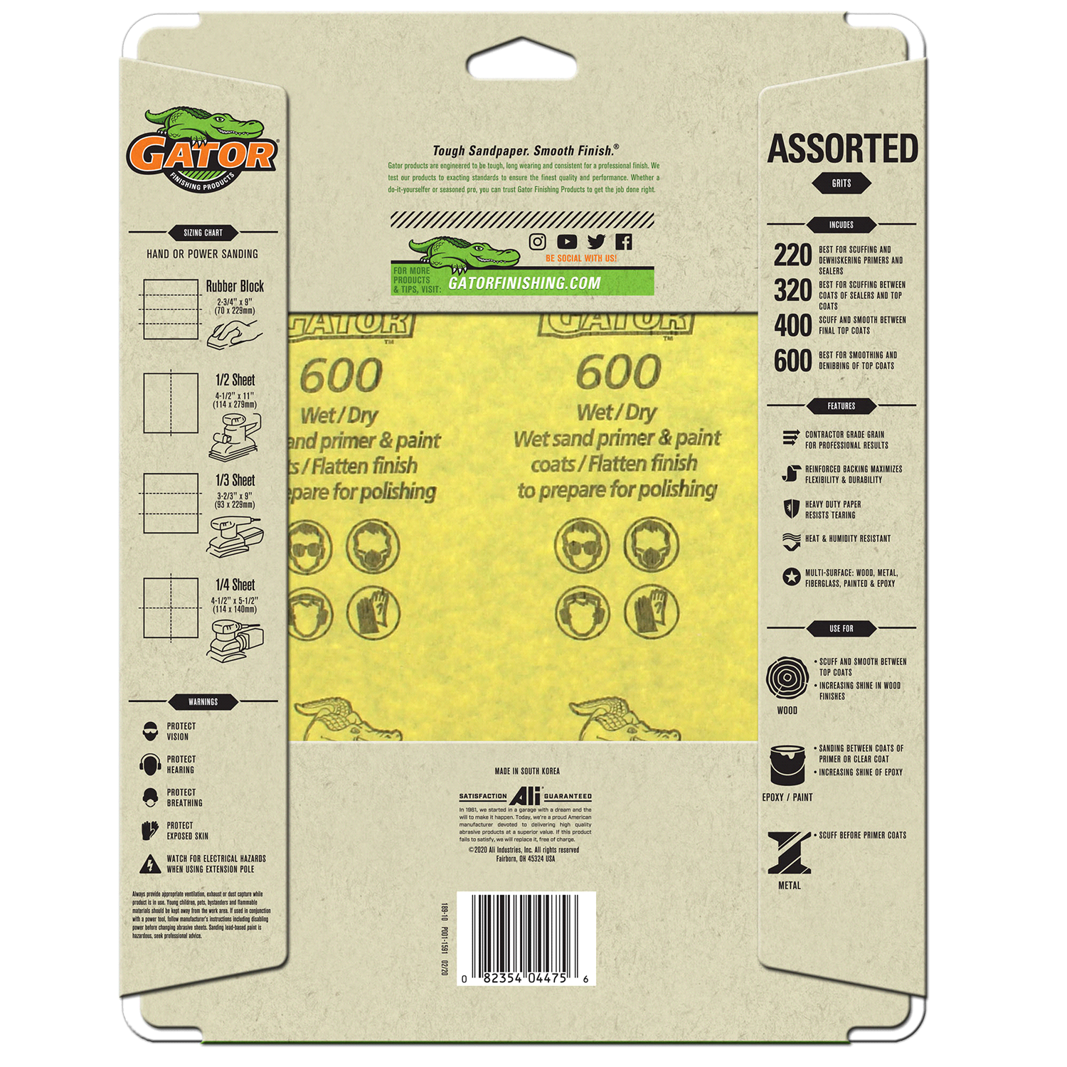 slide 3 of 5, Rustoleum Gator 9-Inch x 11-Inch Waterproof Sanding Sheets - 4475, Assorted Grit, 4 ct