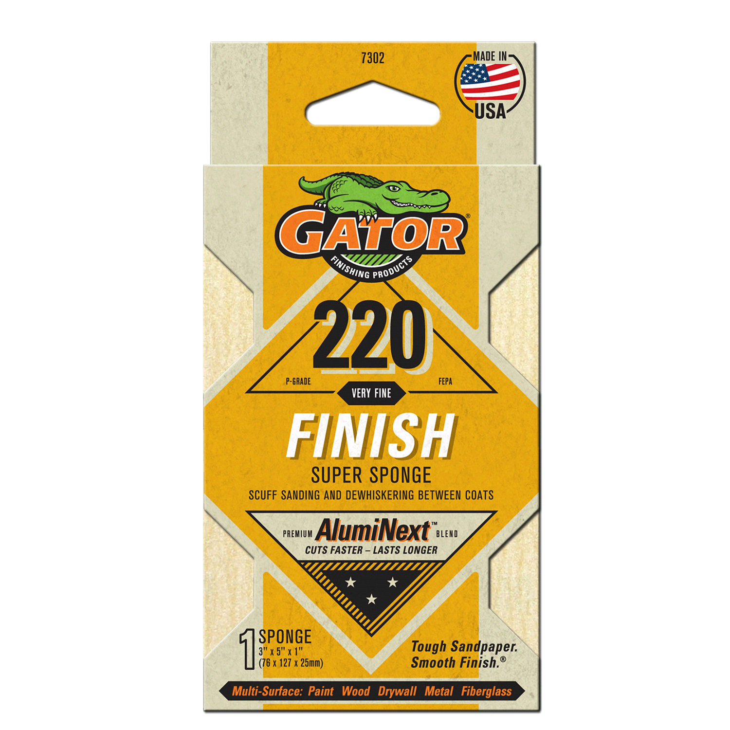 slide 1 of 5, Rustoleum Gator 3-Inch x 5-Inch x 1-Inch Premium Multi-Surface Sanding Super Sponge - 7302, 220 Grit, 1 ct