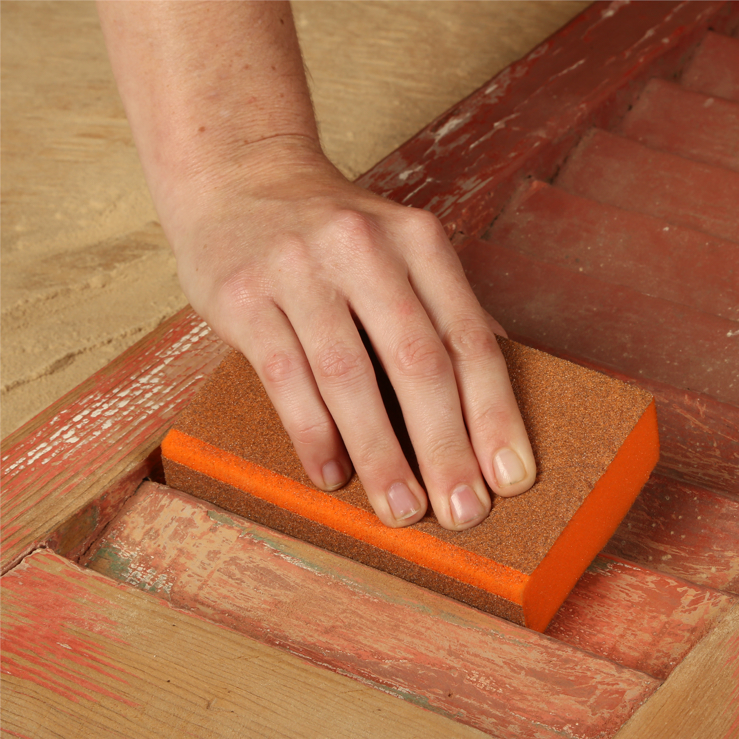 slide 5 of 5, Rustoleum Gator Edge Protect 3-Inch x 5-Inch x 1-Inch Premium Angle Sanding Sponge - 7305, 120 Grit, 120 ct