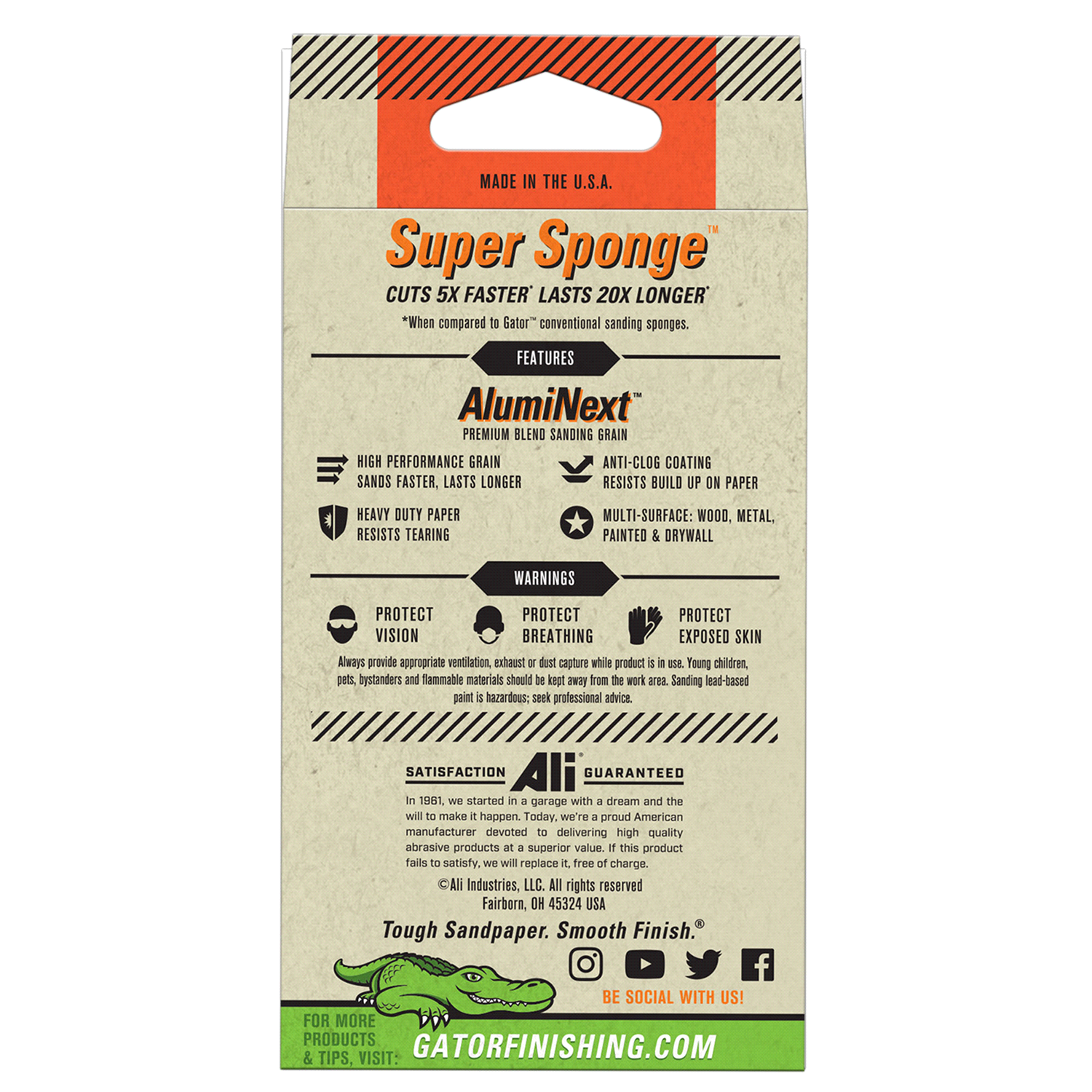 slide 3 of 5, Rustoleum Gator 3-Inch x 5-Inch x 1-Inch Premium Multi-Surface Sanding Super Sponge - 7365, 180 Grit, 1 ct